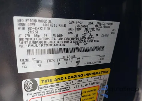 2022 Ford Expedition Limited z USA, uszkodzony, nr VIN 1FMJU1KTXNEA03466